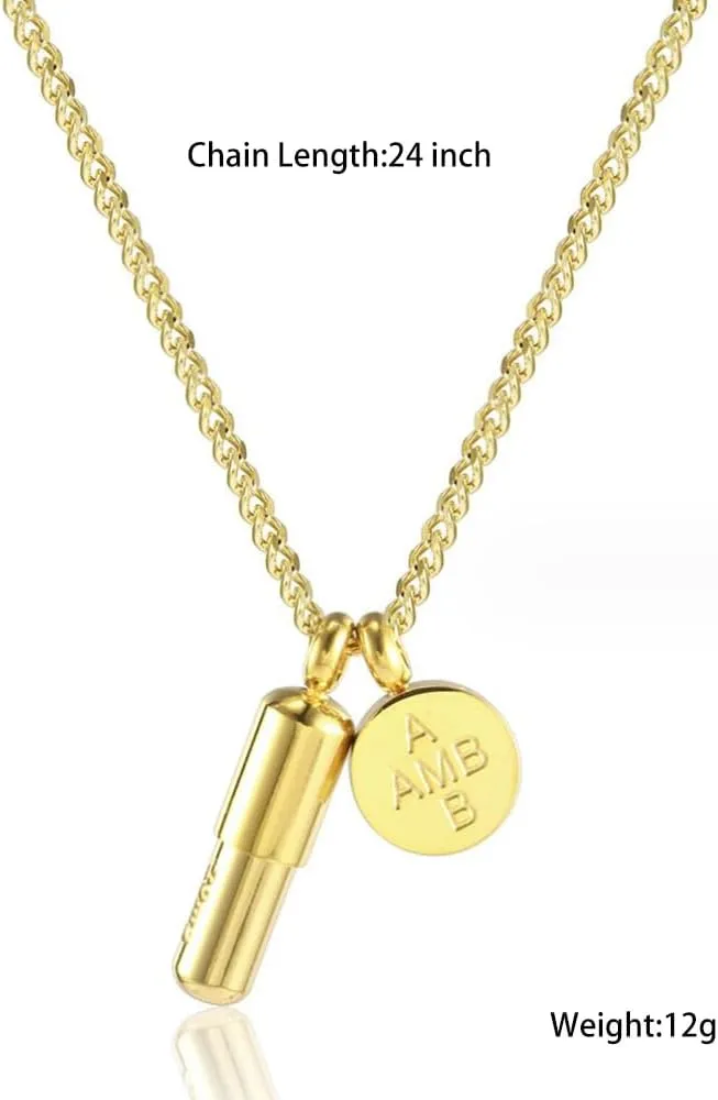 Men Women Pill Capsule Pendant Necklace 18K Gold Plated Openable Necklace Jewelry Gift 24 Inch Chain