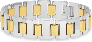 Men's 8.5-inch Tungsten and Yellow IP Titanium Link Bracelet - Two-Tone Elegance