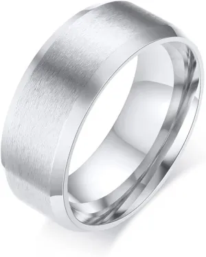 Men's Basic Brushed Matte Ring 4MM 6MM 8MM 10MM Black/Blue/Silver Stainless Steel Rings for Men Women Wedding Engagement Bands Matte Brushed Finish Beveled Polished Edges Comfort Fit Size 5-15
