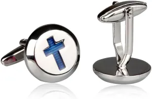 Men's Christian Cross Cufflinks with Presentation Gift Box