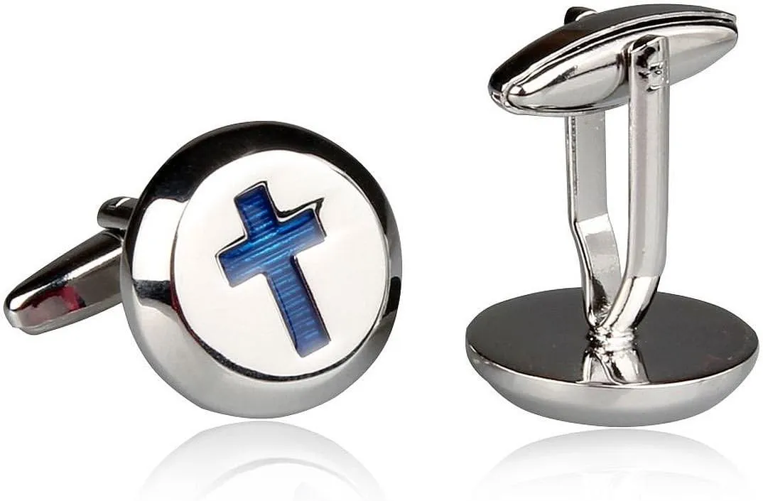 Men's Christian Cross Cufflinks with Presentation Gift Box
