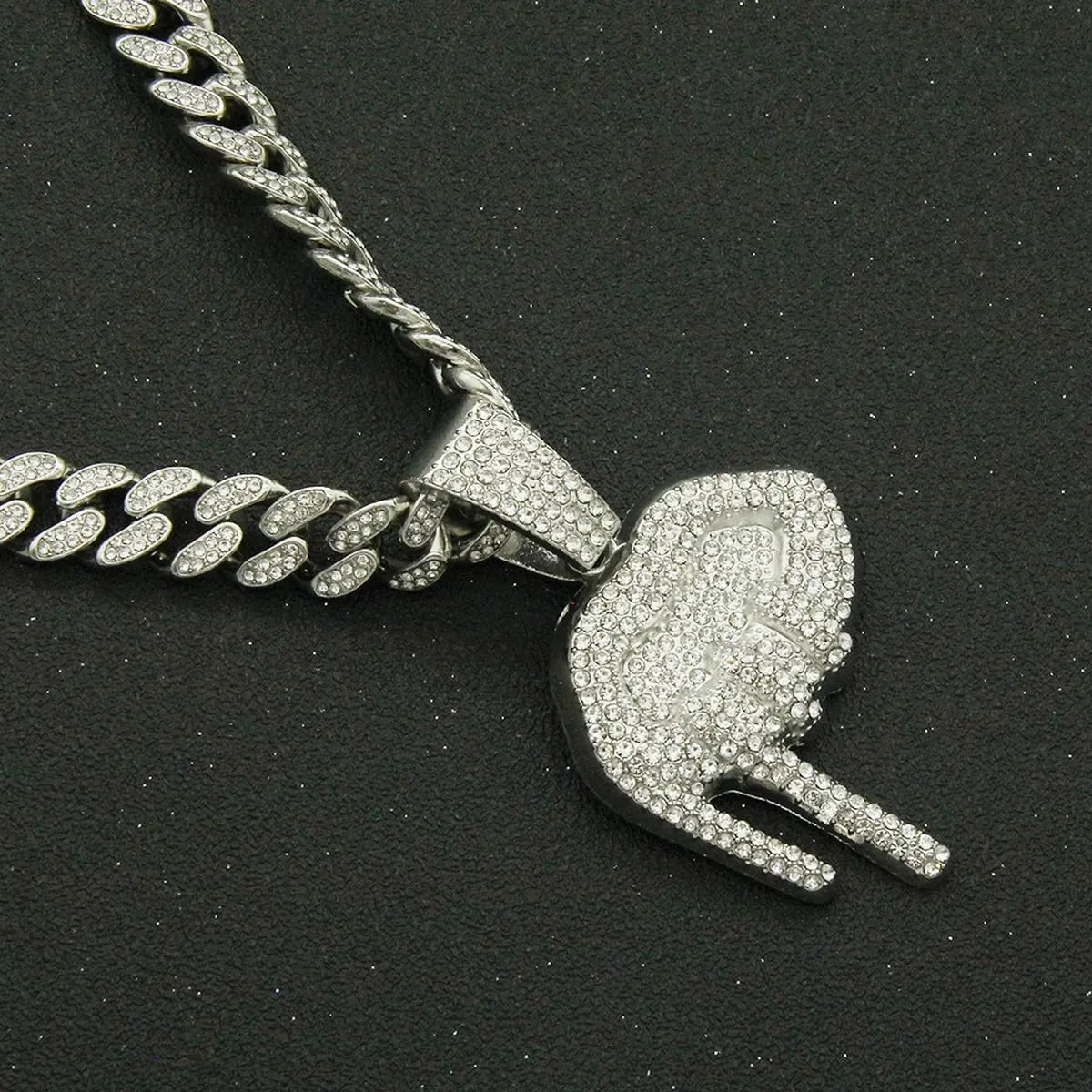 Men's Iced-out Cuban Link Chain,Diamond Pendant Choker Necklace Rapper Hip-hop Jewel
