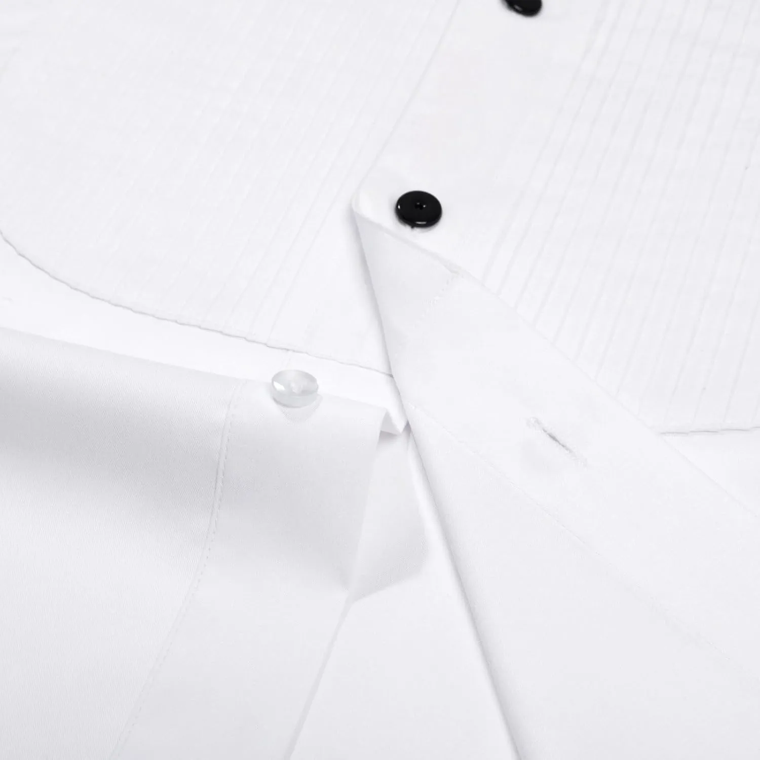 Men's Pure White Evening Dress Shirt, Featuring a Wing Collar and French Cuffs, can be paired with Metal Cufflinks