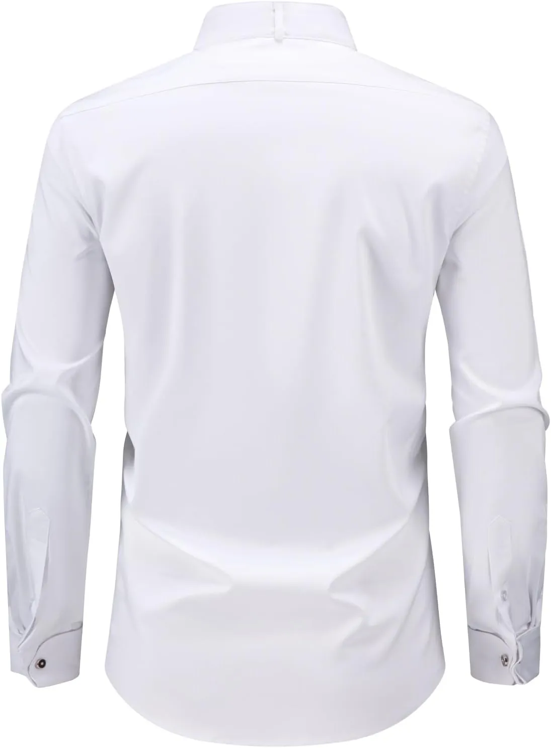 Men's Pure White Evening Dress Shirt, Featuring a Wing Collar and French Cuffs, can be paired with Metal Cufflinks