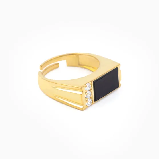 Men's Silver Black Stone Ring