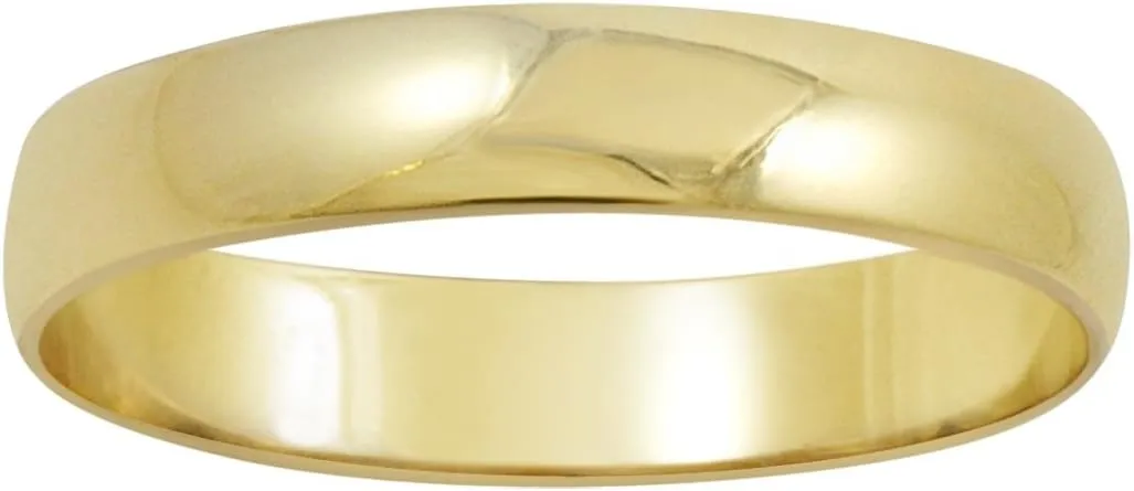 Men's Solid 14K Yellow or White Gold 4mm Classic Traditional Plain Wedding Band -Available Ring Sizes 8-14