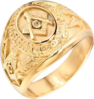 Men's Stainless Steel Vintage Freemason Masonic Rings Signet Biker Bands Silver Black Gold