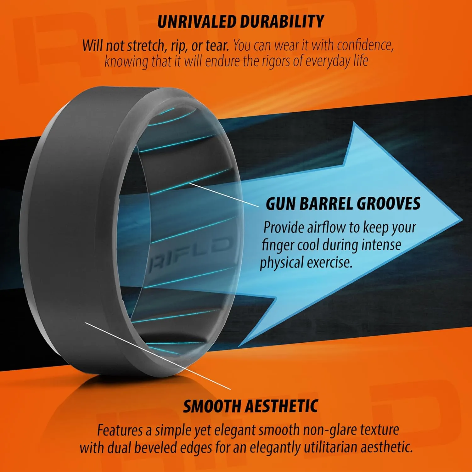 Men's Tactical Silicone Rings, 9mm Wide 2.5mm Thick Rubber Wedding Bands for Him, Breathable Working Man's Performance Ring