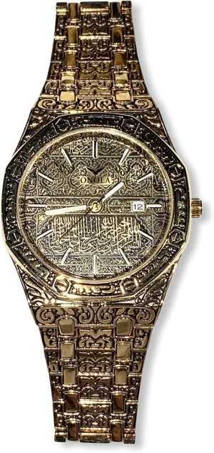Men's Women's Hexagonal Black Gold Arabic Versus Dial Wrist Watch Band Luxury Bracelet Dial Watch For Men Women Hip Hop Watch, Waterproof Calendar Watch Fashion Classic Design Watch for Men