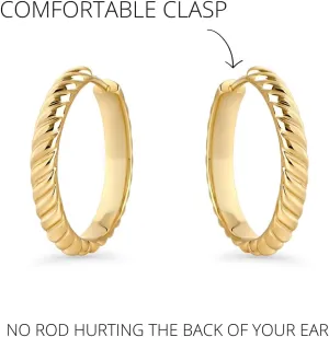 MIA Jewelry Huggie Hypoallergenic Earrings - Stainless Steel Gold Plated Cable Hoops, Valentines Day & Mothers Day Gifts, Lightweight, Minimalist Gift Earring for Women|21mm Internal Diameter