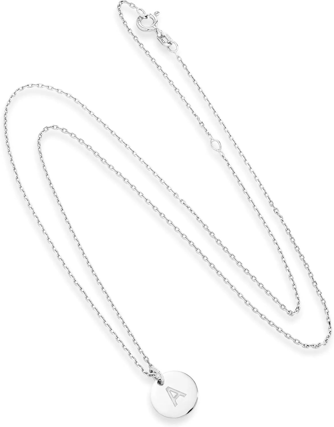 Miabella 925 Sterling Silver or 18K Yellow Gold Plated Dainty Round Initial Pendant Necklace for Women, Adjustable Chain 18 to 20 Inch, Letters A-Z, Made in Italy