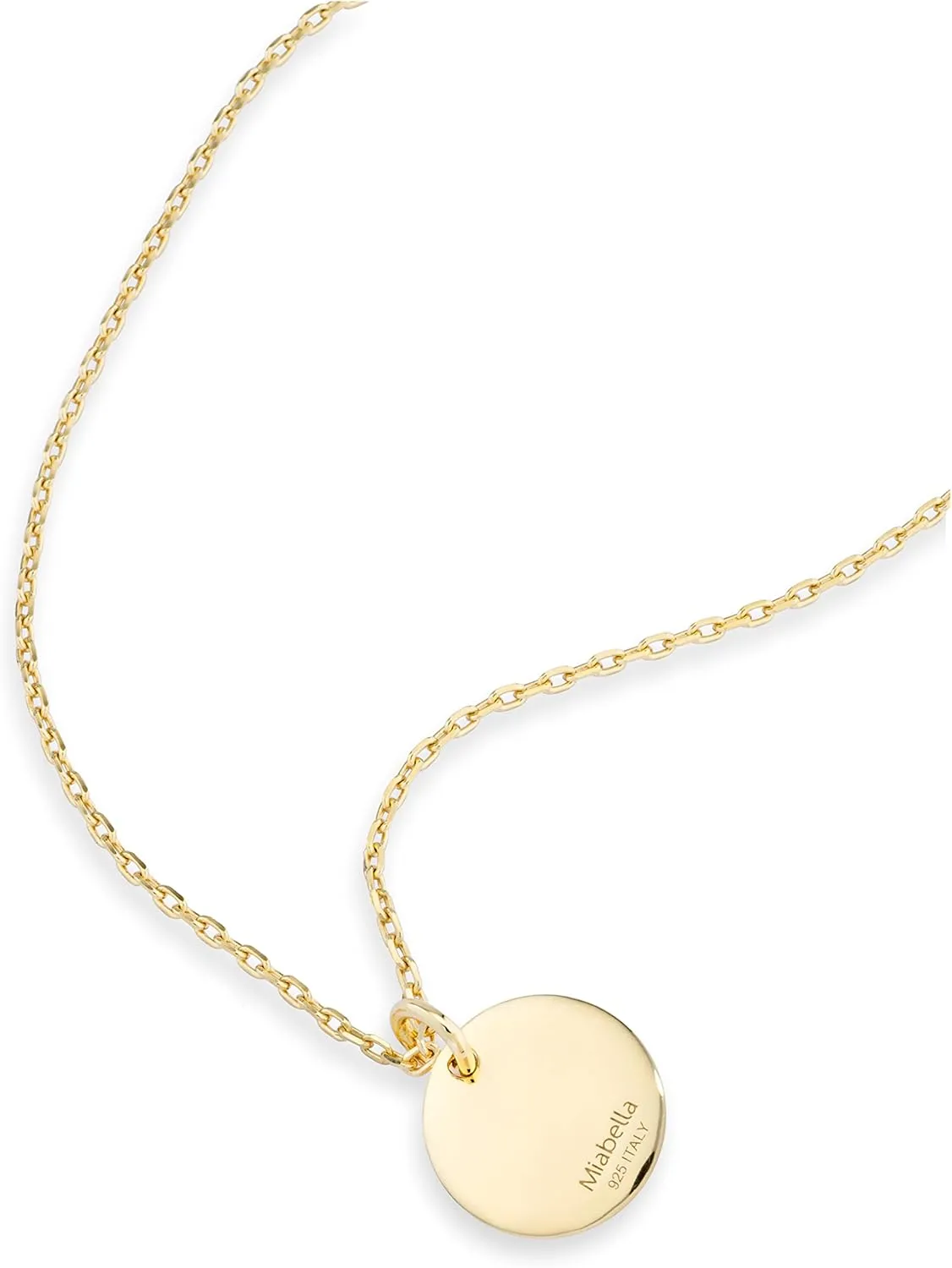Miabella 925 Sterling Silver or 18K Yellow Gold Plated Dainty Round Initial Pendant Necklace for Women, Adjustable Chain 18 to 20 Inch, Letters A-Z, Made in Italy