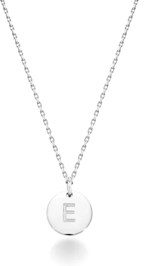 Miabella 925 Sterling Silver or 18K Yellow Gold Plated Dainty Round Initial Pendant Necklace for Women, Adjustable Chain 18 to 20 Inch, Letters A-Z, Made in Italy