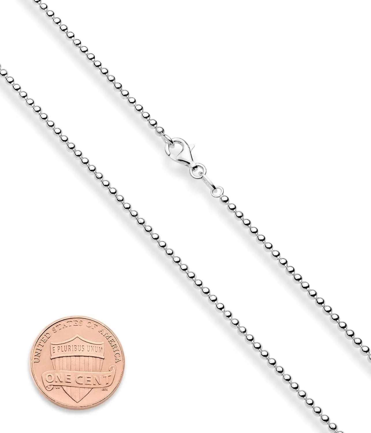 Miabella Italian 925 Sterling Silver 2mm Ball Chain Solid Bead Necklace Made in Italy