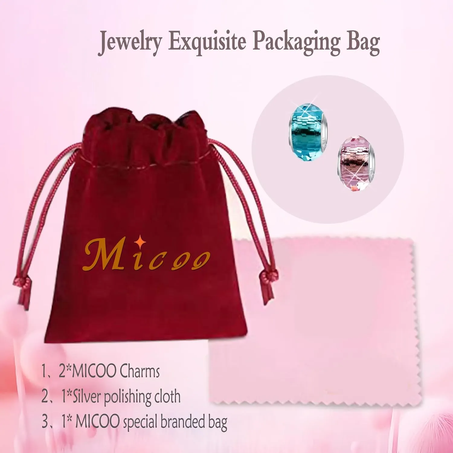 MICOO 925 Sterling Silver Charms for Bracelets,Fashion DIY Dangle Pendants Beads Simulated Birthstone Charms,Birthday Gifts for Women