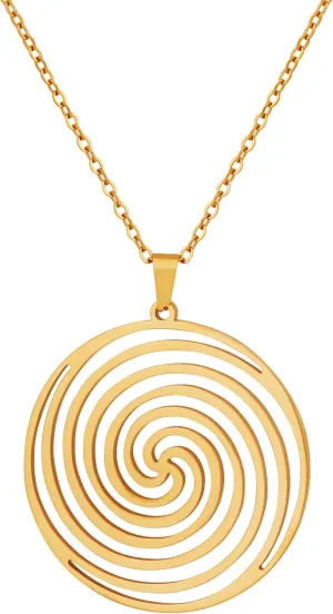 MINACHI Gold Plated Stainless Steel Geometric Pendant Chain Necklace, Vintage Fashion Statement Jewelry Gift for Women