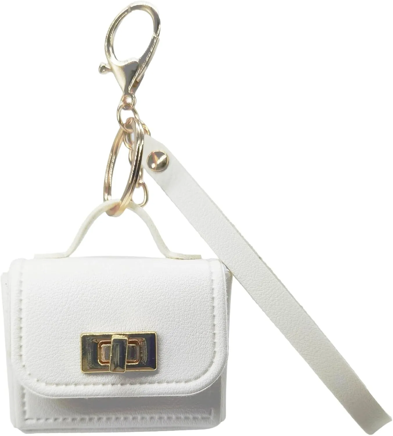 Mini PU Leather Handbag Keychain for Women - Small Bag Charm Accessories, Headphone Bag | Keychains & Charms(White)