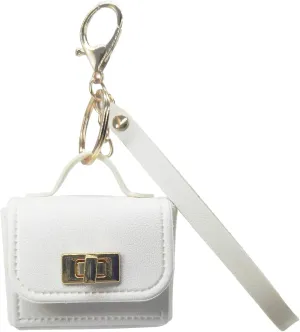 Mini PU Leather Handbag Keychain for Women - Small Bag Charm Accessories, Headphone Bag | Keychains & Charms(White)