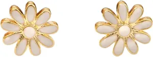 Minimalist Small Daisy Flower Stud Earrings for Women 925 Sterling Silver Gold Plated Enamel Yellow White Floral Studs Earring Chic Body Piercing Jewelry for Mother Daughter