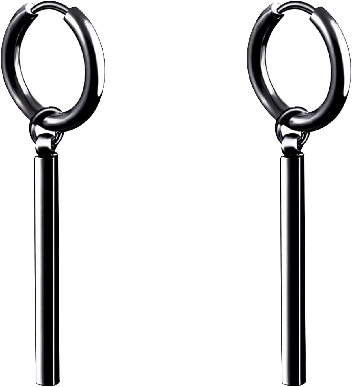 Minimalist Vertical Bar Small Hoop Dangle Drop Earrings for Men Women Huggie Hoops Punk Geometric Line Dangling Gifts Birthday Bff