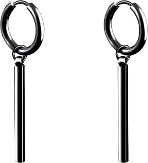 Minimalist Vertical Bar Small Hoop Dangle Drop Earrings for Men Women Huggie Hoops Punk Geometric Line Dangling Gifts Birthday Bff