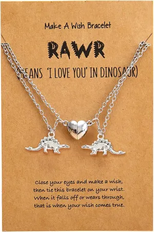 MJartoria BFF Necklace for 2 Dinosaurs Charms Best Friend Necklace Matching Pendant Friendship Necklace for Couples Gifts