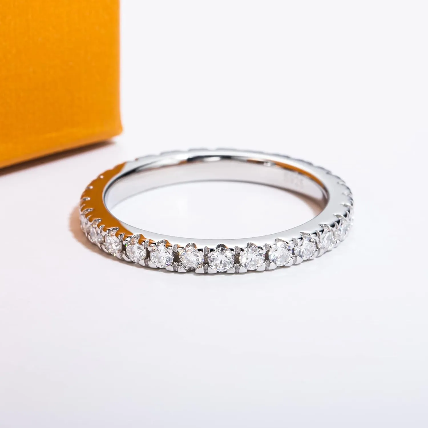 Moissanite Eternity Rings 1cttw D Color VVS1 Clarity Round Brilliant Cut S925 Sterling Silver Stackable Wedding Anniversary Bands for Women with Certificate
