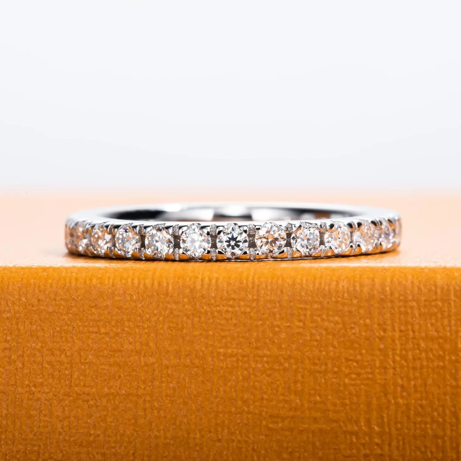 Moissanite Eternity Rings 1cttw D Color VVS1 Clarity Round Brilliant Cut S925 Sterling Silver Stackable Wedding Anniversary Bands for Women with Certificate