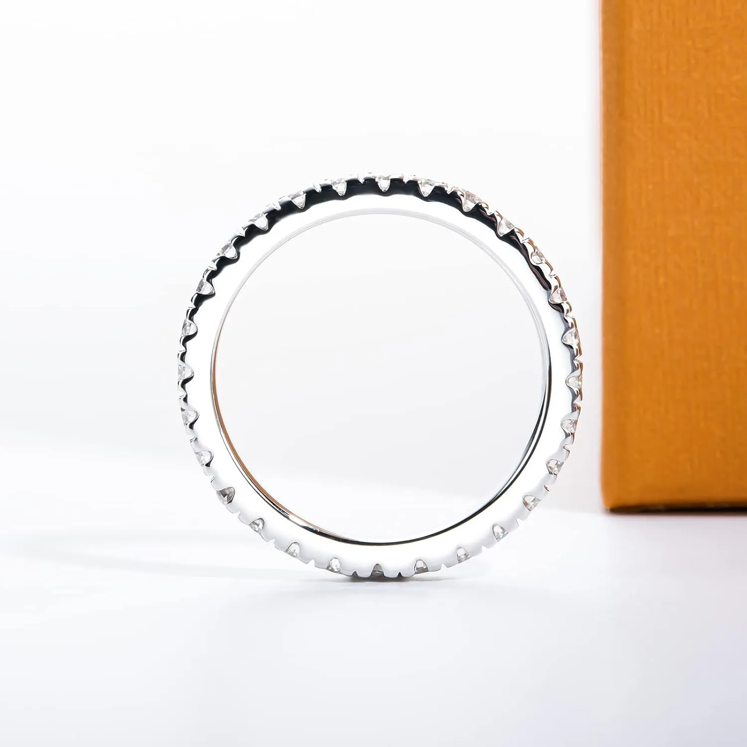 Moissanite Eternity Rings 1cttw D Color VVS1 Clarity Round Brilliant Cut S925 Sterling Silver Stackable Wedding Anniversary Bands for Women with Certificate