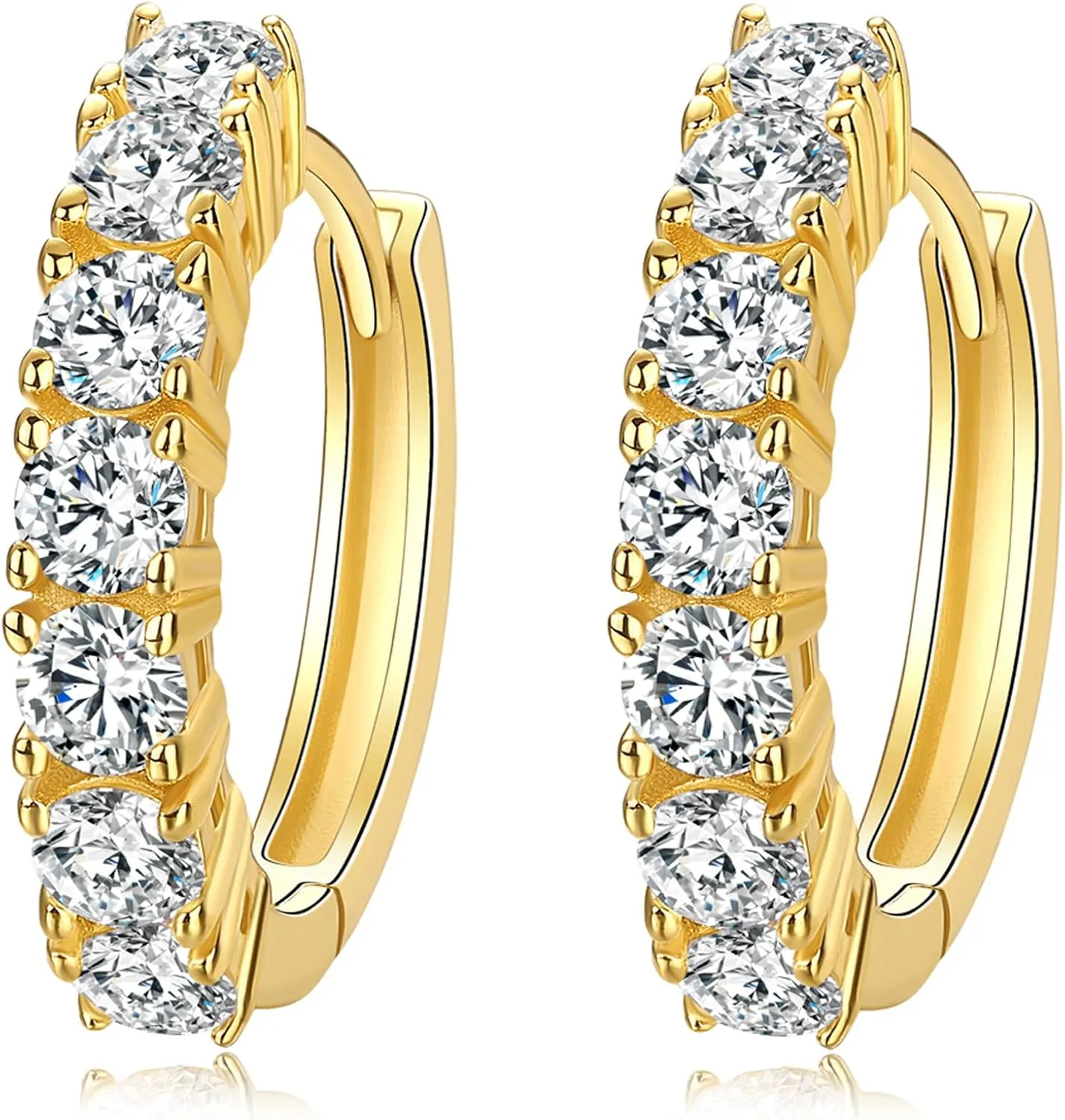 Moissanite Hoop Earring, 925 Sterling Silver 1.4ct D Color Moissanite Earrings, 18K White Gold Plated Huggie Hoop Earrings for Women