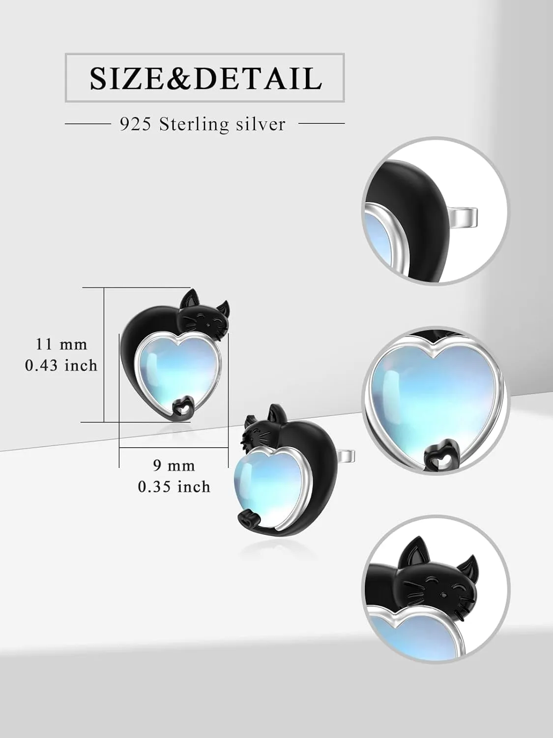 Moonstone Animal Earring 925 Sterling Silver Highland Cow/Fox/Raccoon/Black Cat/Butterfly Earrings Birthday Christmas Jewelry Gift for Women Animal Lovers