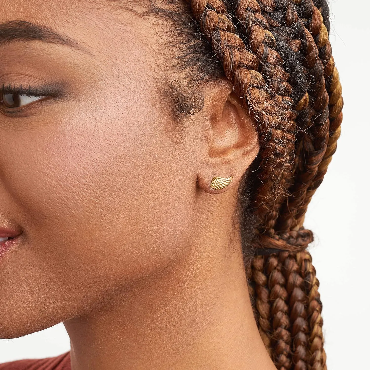 MORGAN & PAIGE .925 Sterling Silver Rhodium, 14K Rose Gold or 18K Yellow Gold Plated Angel Wing Stud Earrings for Women - Hypoallergenic Sterling Silver Earrings Symbolic Design Adorned for Women