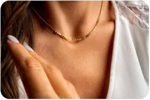 Morse Code Necklace for Women, Minimalist Gold Filled Dainty Beaded Jewelry, Personalized Code and Gold Necklace Gift