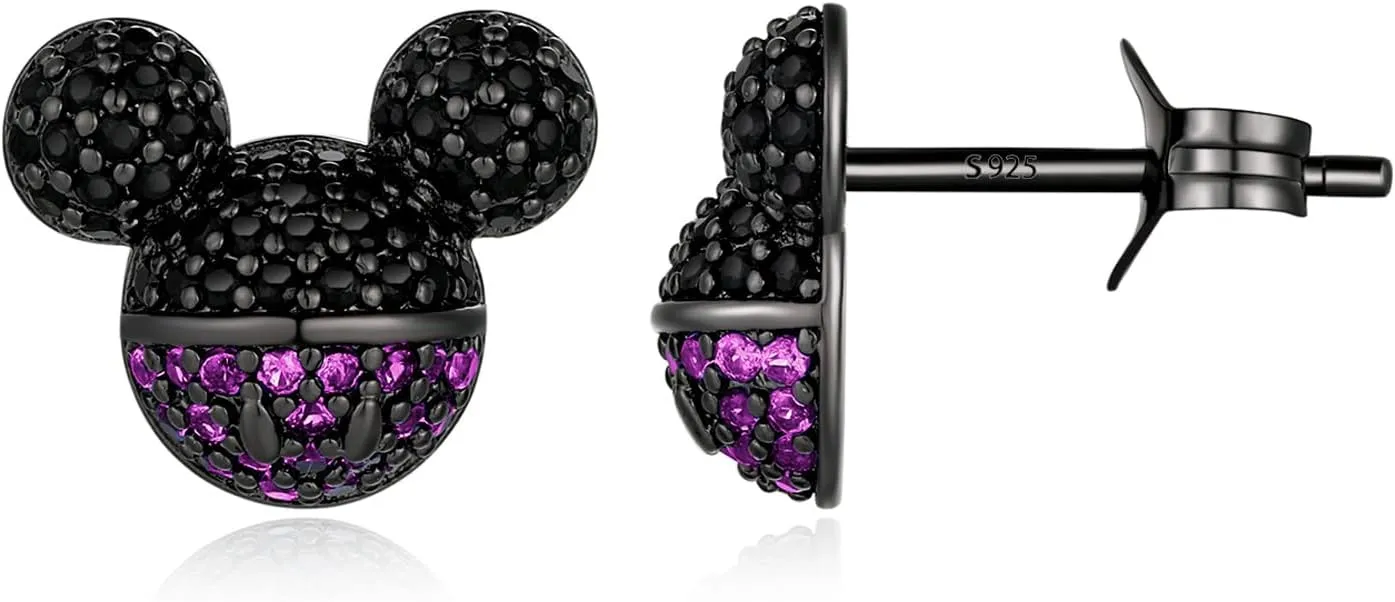 Mouse Stud Earrings Tiny Cubic Zirconia with 925 Sterling Silver Post Hypoallergenic Dainty Stud Ear jewelry for Women Friends Birthday Gift