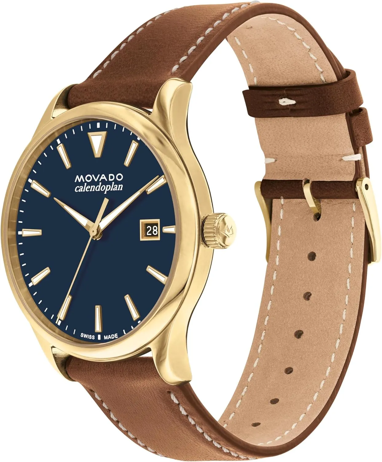 Movado Heritage Series Calendoplan Men's Watch - Swiss Quartz Movement, Leather Strap - 3 ATM Water Resistance - Classic, Luxury Fashion Timepiece for Him - 40mm