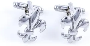 MRCUFF Fleur De Lis Classic Pair Cufflinks in a Presentation Gift Box & Polishing Cloth