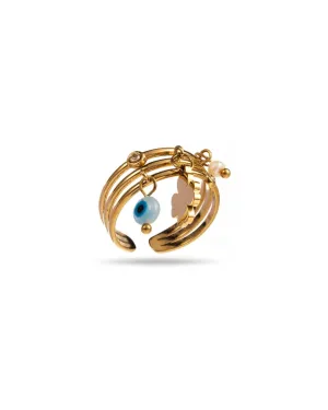 Multi Row Ring with Charms