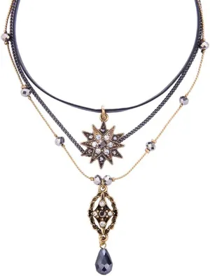Multilayer Vintage Star Choker Necklace - Black Leather Pendant Gothic Jewelry