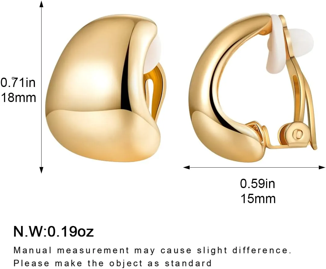 MUYAN Dainty Chunky Clip On Earrings for Women Multiple Styles Gold Silver Retro Clip Earrings