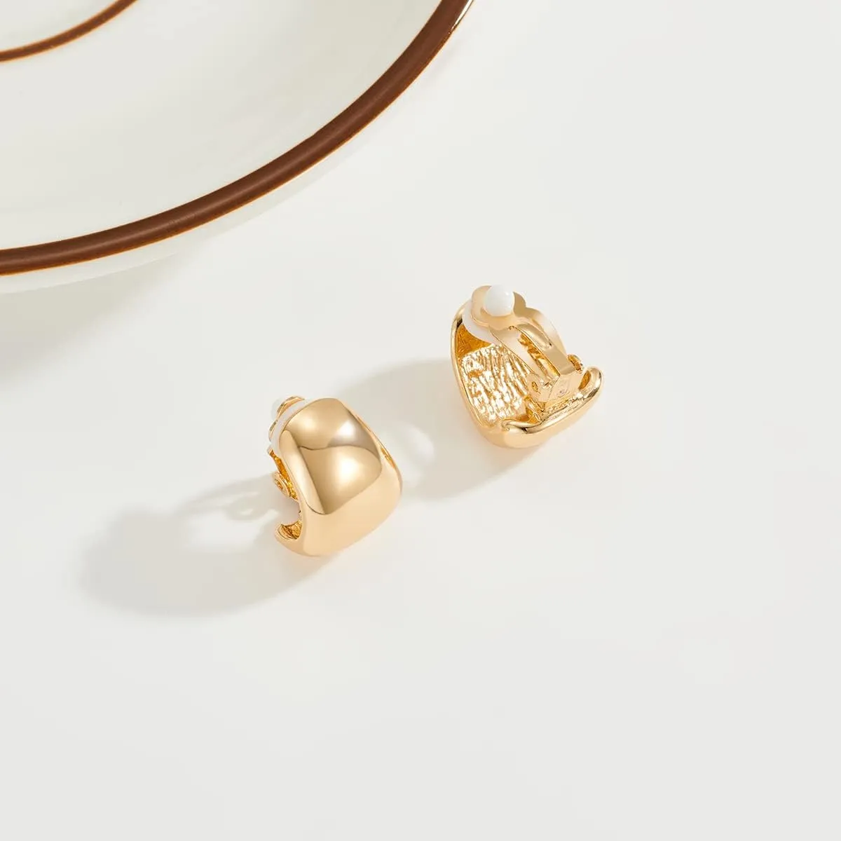 MUYAN Dainty Chunky Clip On Earrings for Women Multiple Styles Gold Silver Retro Clip Earrings