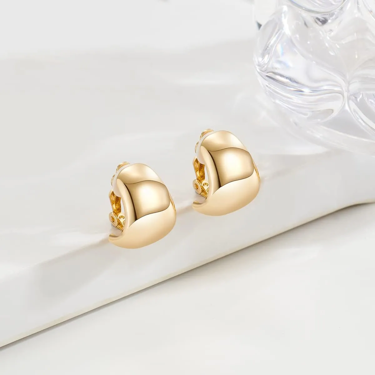MUYAN Dainty Chunky Clip On Earrings for Women Multiple Styles Gold Silver Retro Clip Earrings