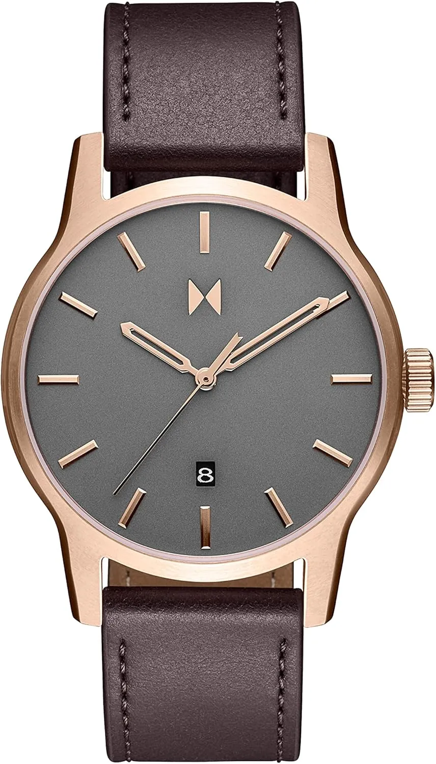 MVMT Classic II - Vintage Mens Wristwatch - Minimalist Watch - Stainless Steel Water-Resistant Watch 5 ATM/50 Meters - Premium Leather Mens Watches - Interchangeable Bands - 44mm