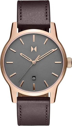 MVMT Classic II - Vintage Mens Wristwatch - Minimalist Watch - Stainless Steel Water-Resistant Watch 5 ATM/50 Meters - Premium Leather Mens Watches - Interchangeable Bands - 44mm