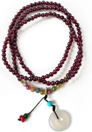 Natural Garnet Stone Stretch Bracelet for Mother's Day 3-Strand Layered Chakra Jewelry, January Birthstone Bracelet Symbolizing Loyalty & Vitality, Feng Shui Protection Purple Beads for Health Wealth Love