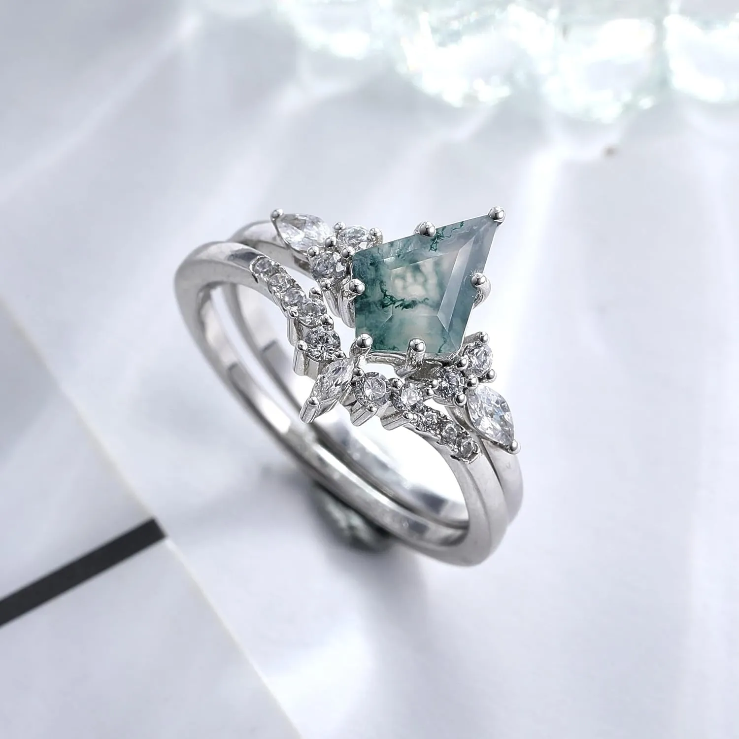 Natural Gemstone Rings Sterling Silver Engagement Rings for Women Kite Cut Lapis Lazuli Wedding Rings Lapis Lazuli Promise Ring Gift For Valentine's Day Size 5-9