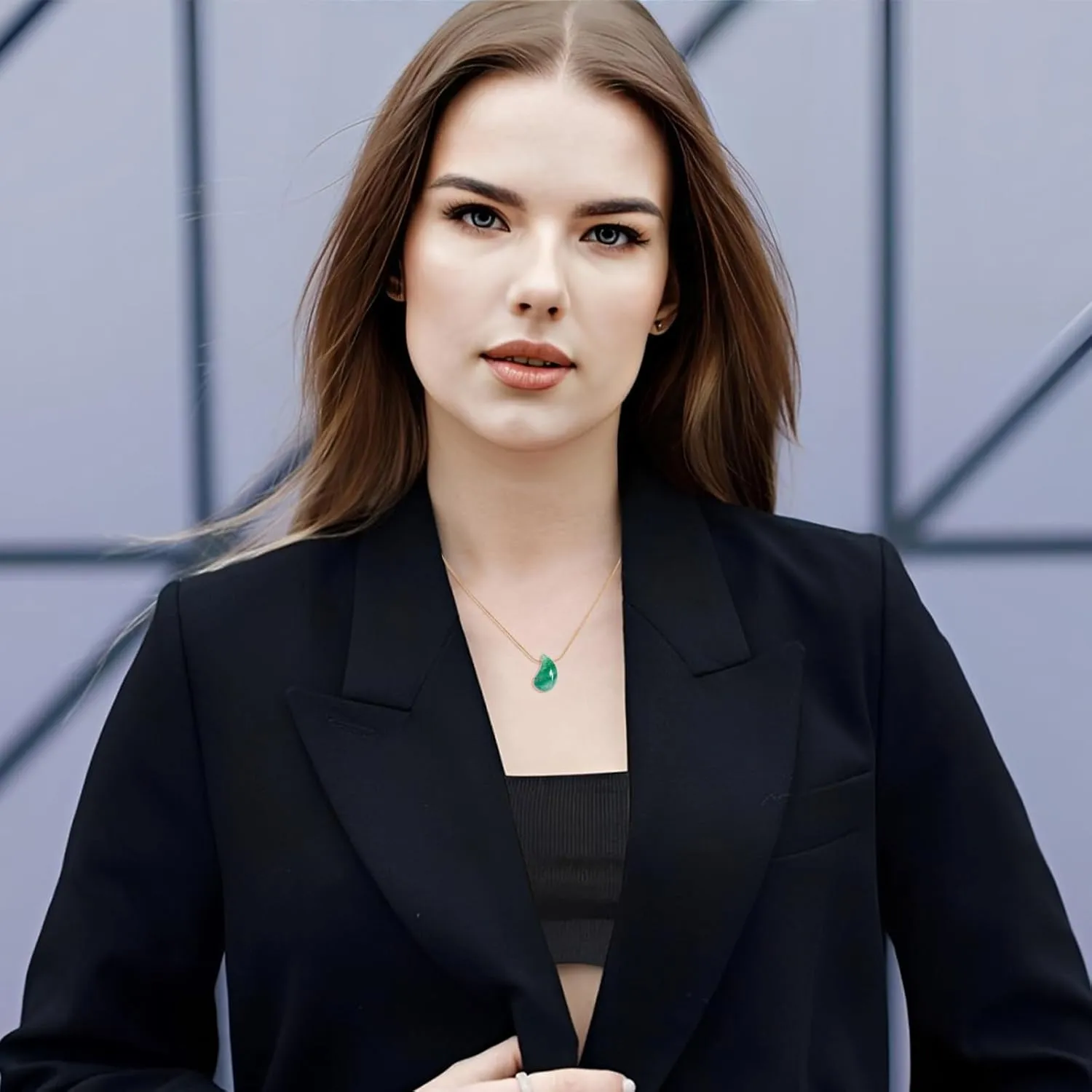 Natural Gemstone Teardrop Necklace Pendant for Women 18K Real Gold Plated Stone Chain Necklace Healing Turquoise/Pink Crystal/Lapis Lauzli/Green Aventurine Jewelry Gift for Wife Girlfriend