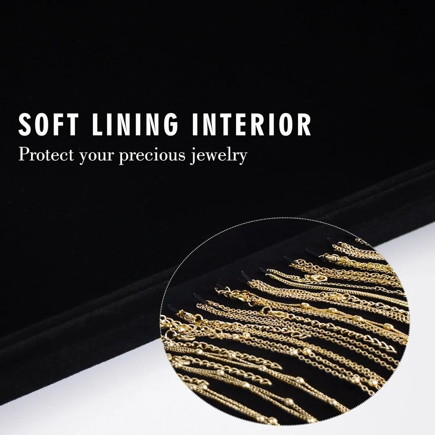 Necklace Organizer Box Premium 20 Hooks Velvet Necklace Display Jewelry Tray with Transparent Lid Jewelry Necklace Display Box for Necklace Pendants Suitable for Women and Girls (Black)