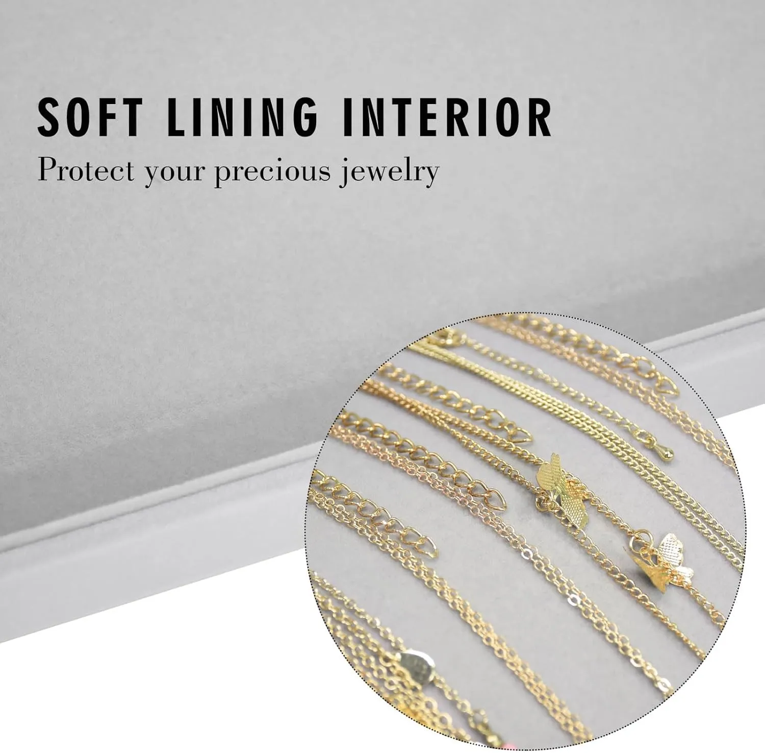 Necklace Organizer Box Premium 20 Hooks Velvet Necklace Display Jewelry Tray with Transparent Lid Jewelry Necklace Display Box for Necklace Pendants Suitable for Women and Girls (Grey)