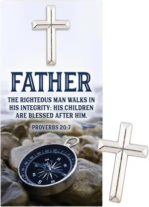 Needzo Cross Lapel Pin with Prayer Card, Religious Fathers Gift, 1 Inch Emblem for Catholic Men, 4 by 2 Inch Devotional