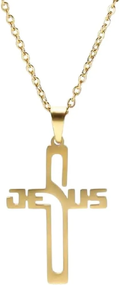 New 2025 Arrival Fashion Jesus Cross Pendants Necklace For Women Men Stainless Steel Choker Necklaces Chain Retro Christian Jewelry Gift With For You Accessories Trendy Creative Gift